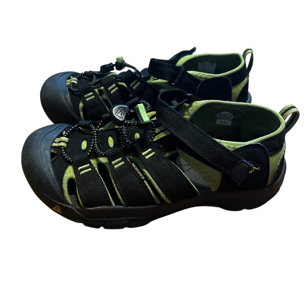 Keen Newport H2 Kids Sandals Black Lime Green Waterproof Hiking Shoes 4 US Youth